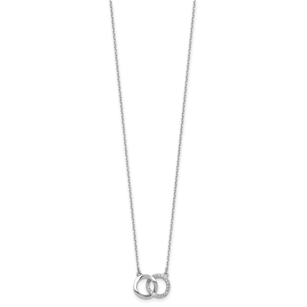 Sterling Silver Cheryl M Rhodium-Plated CZ Interlocking Ring Necklace
