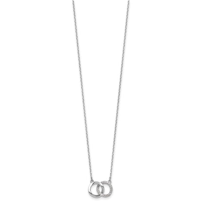 Sterling Silver Cheryl M Rhodium-Plated CZ Interlocking Ring Necklace