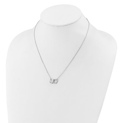 Sterling Silver Cheryl M Rhodium-Plated CZ Interlocking Ring Necklace