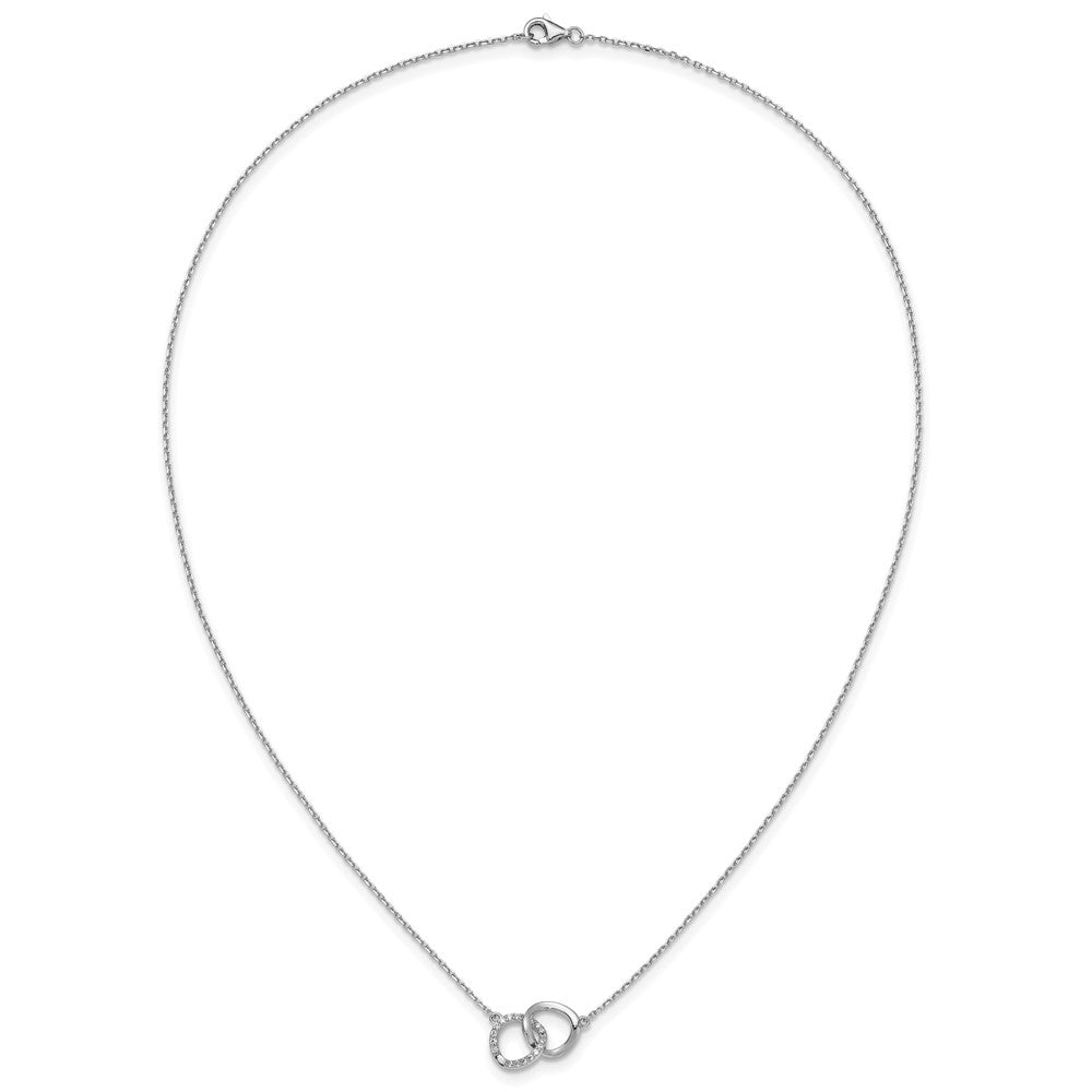 Sterling Silver Cheryl M Rhodium-Plated CZ Interlocking Ring Necklace