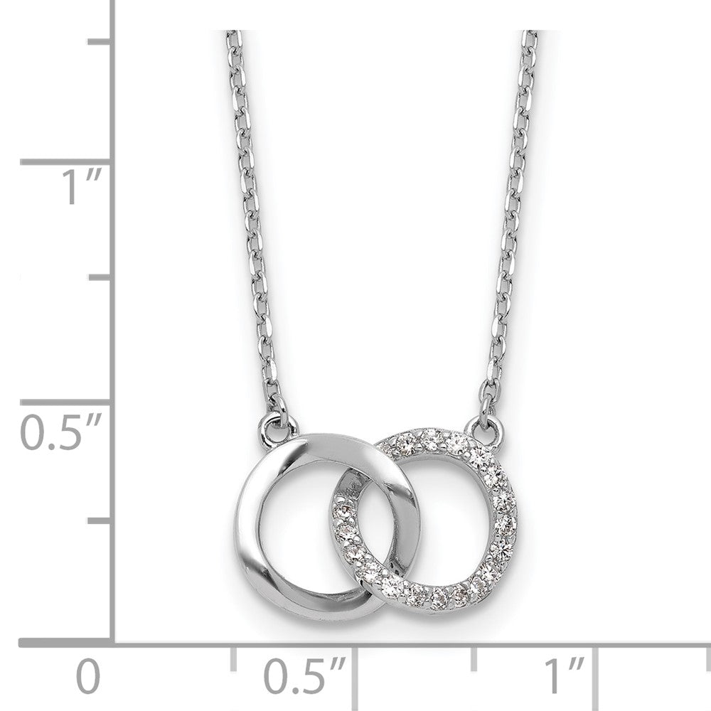 Sterling Silver Cheryl M Rhodium-Plated CZ Interlocking Ring Necklace