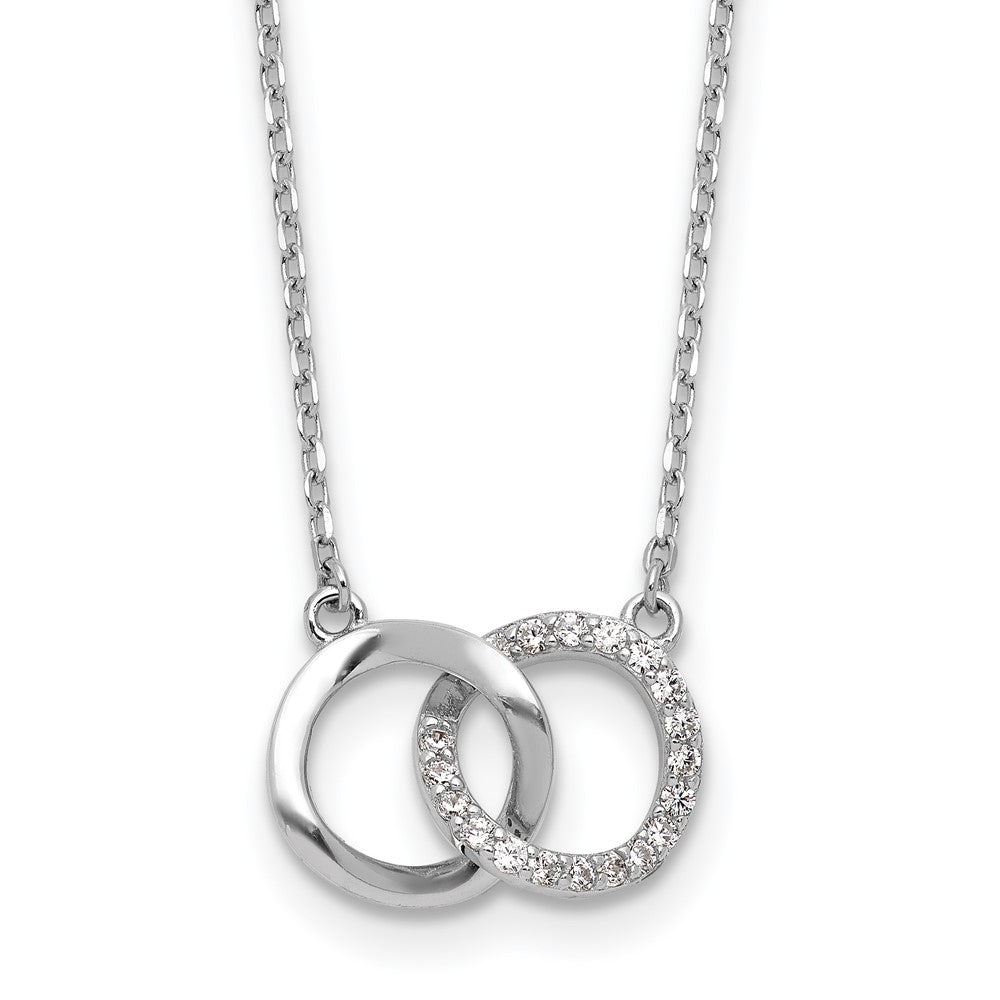 Sterling Silver Cheryl M Rhodium-Plated CZ Interlocking Ring Necklace