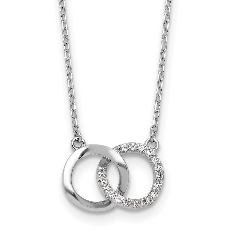Sterling Silver Cheryl M Rhodium-Plated CZ Interlocking Ring Necklace