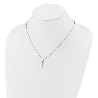 Sterling Silver Cheryl M Rhodium Plated Polished CZ Bar Necklace