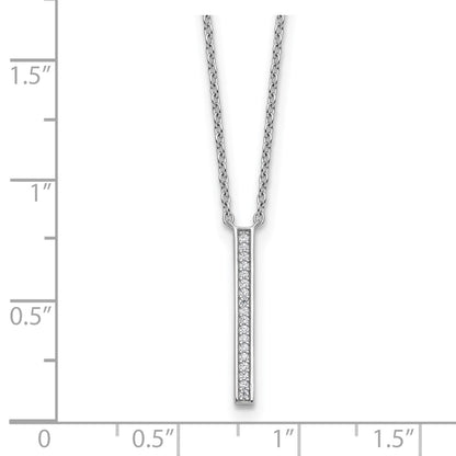 Sterling Silver Cheryl M Rhodium Plated Polished CZ Bar Necklace