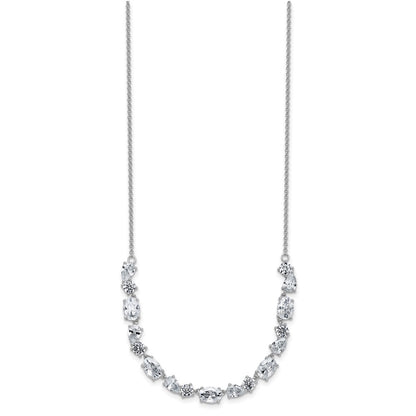 Sterling Silver Cheryl M Rhodium Plated Polished Fancy CZ Necklace