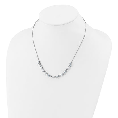 Sterling Silver Cheryl M Rhodium Plated Polished Fancy CZ Necklace
