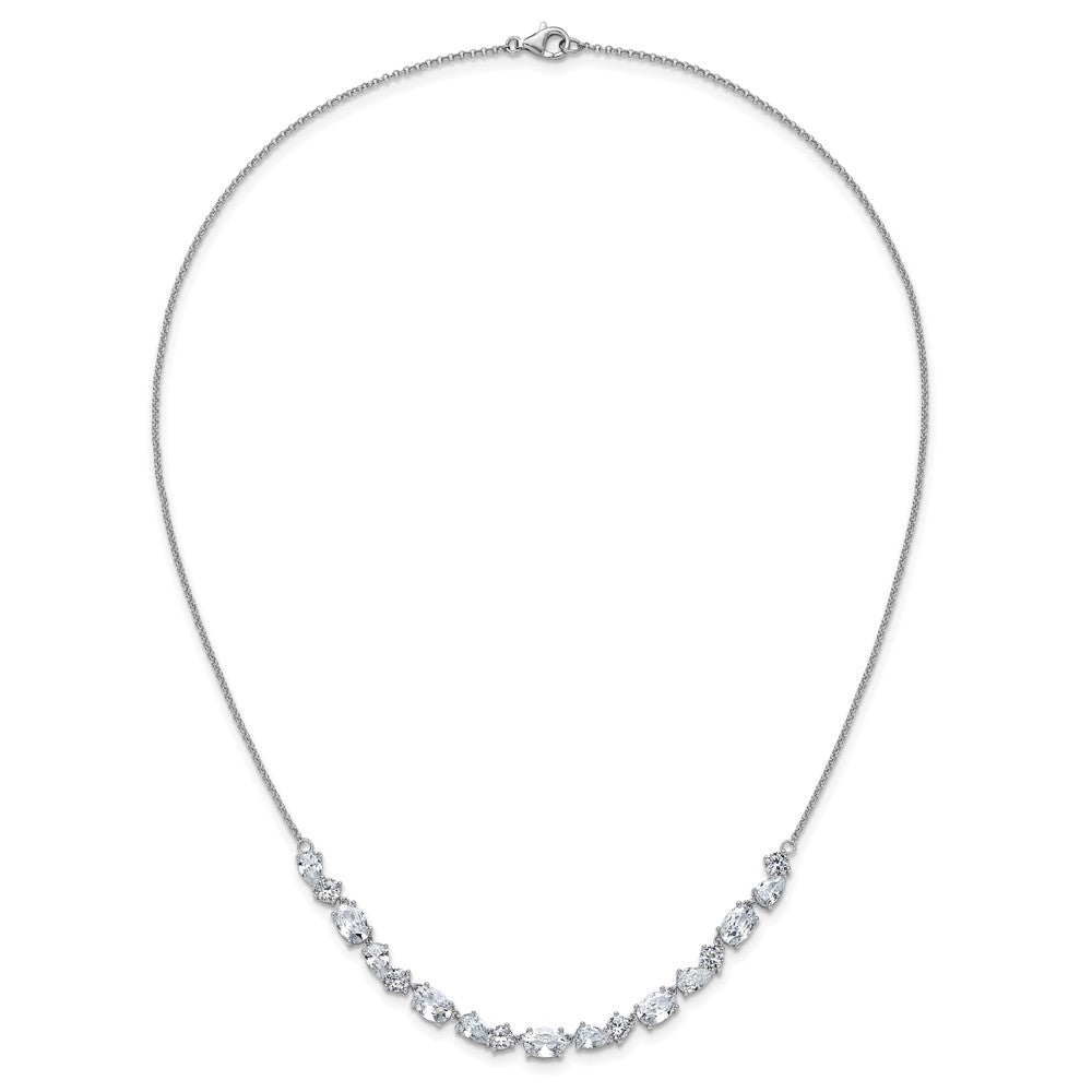 Sterling Silver Cheryl M Rhodium Plated Polished Fancy CZ Necklace
