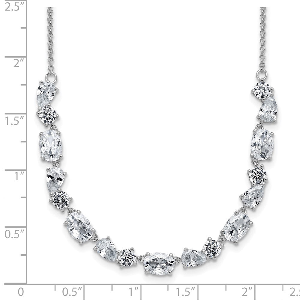 Sterling Silver Cheryl M Rhodium Plated Polished Fancy CZ Necklace