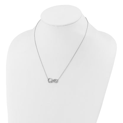 Sterling Silver Cheryl M Rhodium Plated Polished CZ Mom Infinity Necklace