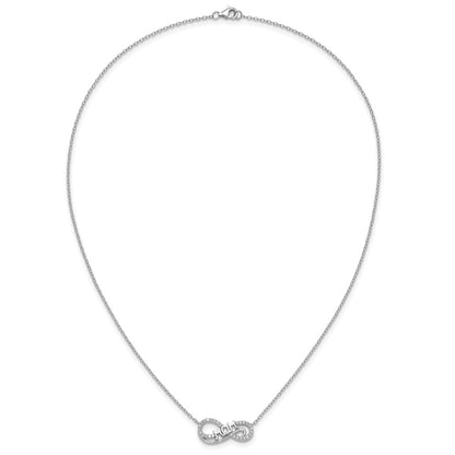 Sterling Silver Cheryl M Rhodium Plated Polished CZ Mom Infinity Necklace
