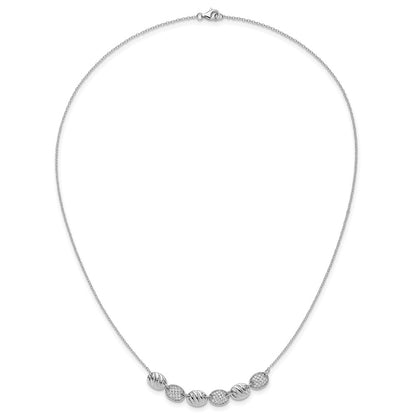 Sterling Silver Cheryl M Rhodium Plated Polished & Grooved CZ Ovals Necklace