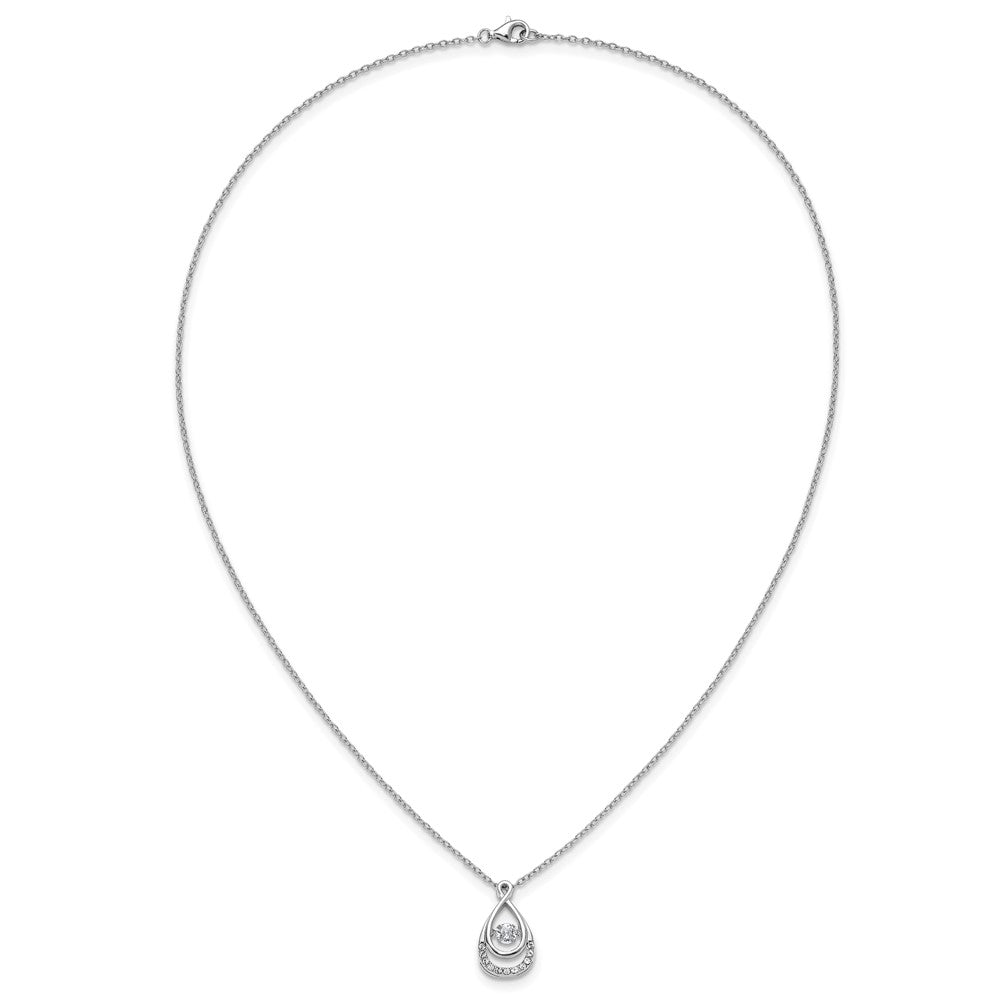 Sterling Silver Cheryl M Rhodium Plated Polished Vibrant CZ Teardrop Necklace