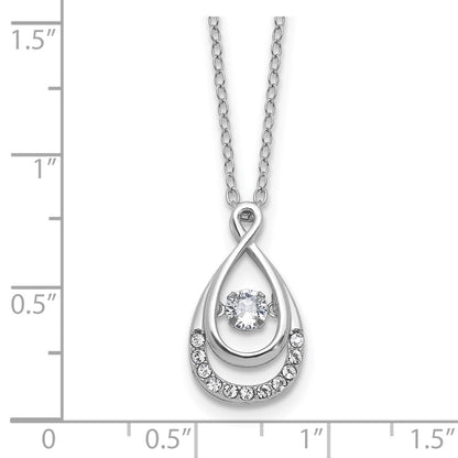 Sterling Silver Cheryl M Rhodium Plated Polished Vibrant CZ Teardrop Necklace