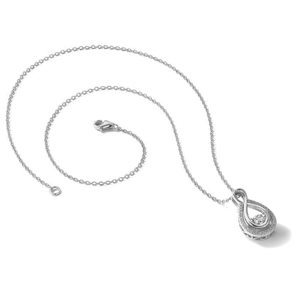 Sterling Silver Cheryl M Rhodium Plated Polished Vibrant CZ Teardrop Necklace