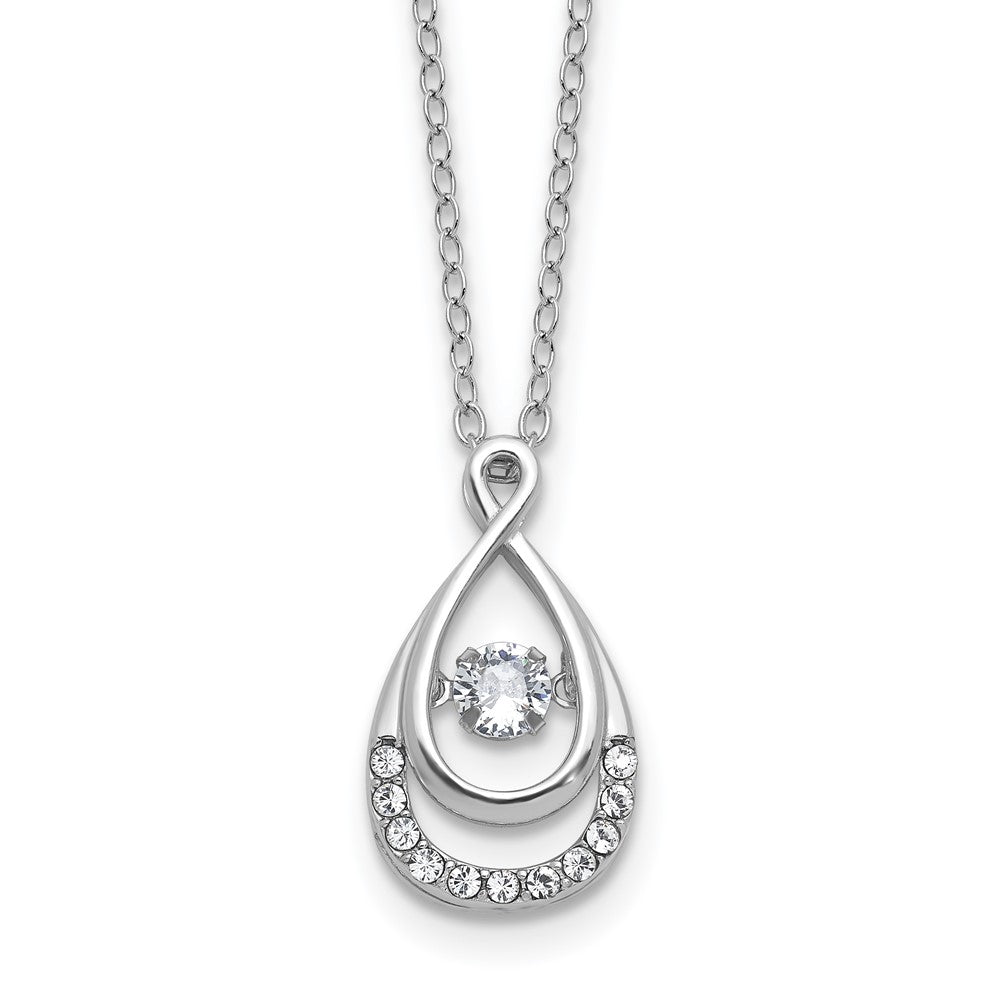 Sterling Silver Cheryl M Rhodium Plated Polished Vibrant CZ Teardrop Necklace