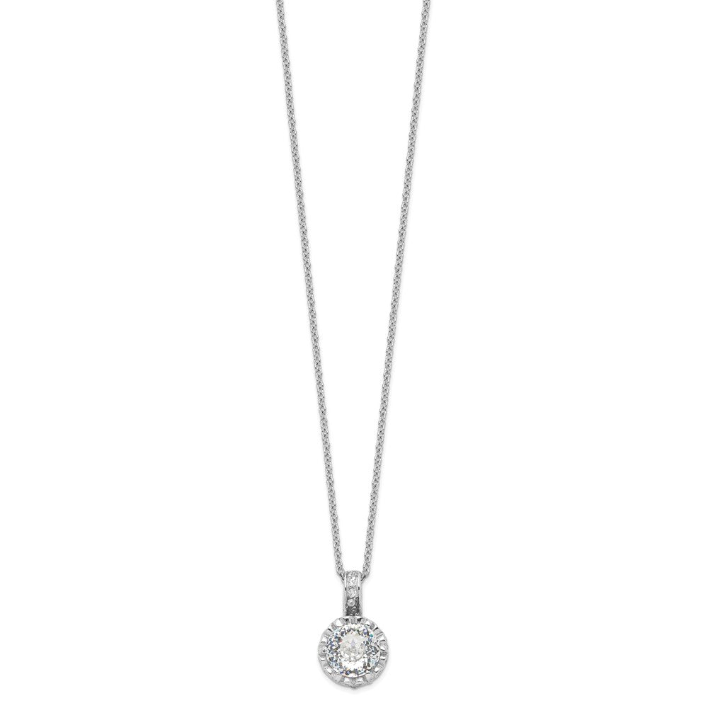 Sterling Silver Cheryl M Rhodium-Plated Brilliant-Cut And 100 Facet Cz 18 Inch Necklace