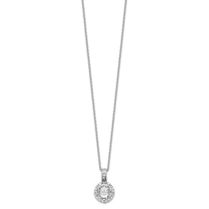 Sterling Silver Cheryl M Rhodium-Plated Brilliant-Cut And 100 Facet Cz 18 Inch Necklace