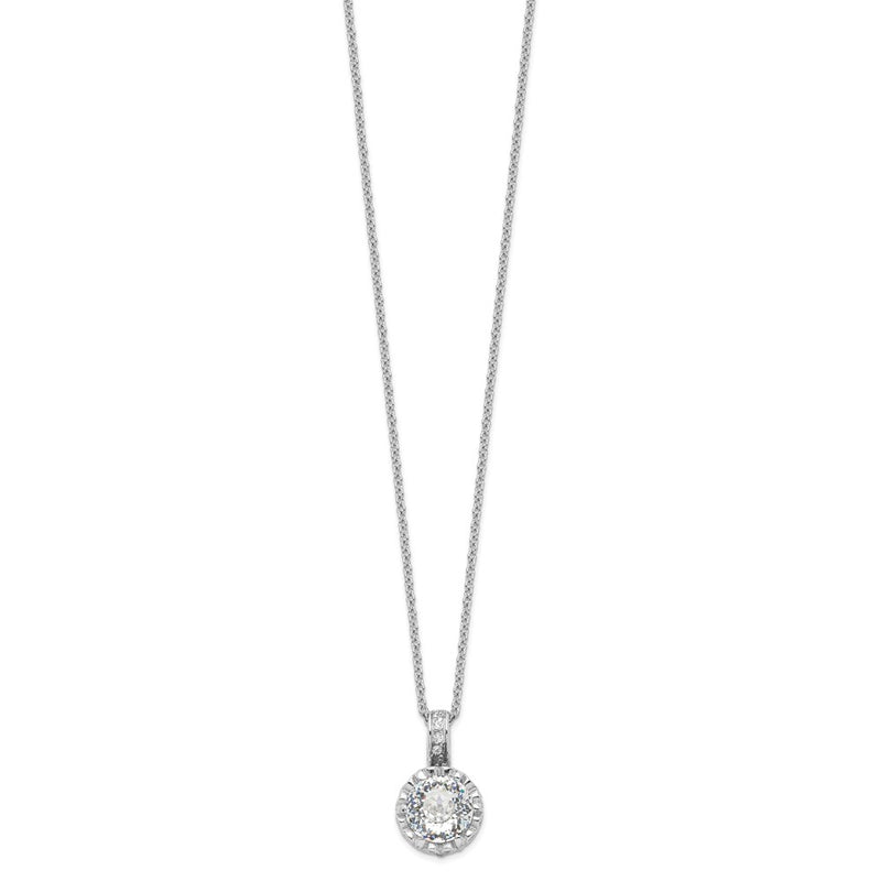 Sterling Silver Cheryl M Rhodium-Plated Brilliant-Cut And 100 Facet Cz 18 Inch Necklace