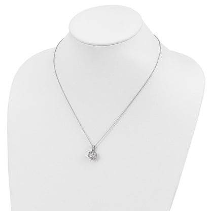 Sterling Silver Cheryl M Rhodium-Plated Brilliant-Cut And 100 Facet Cz 18 Inch Necklace