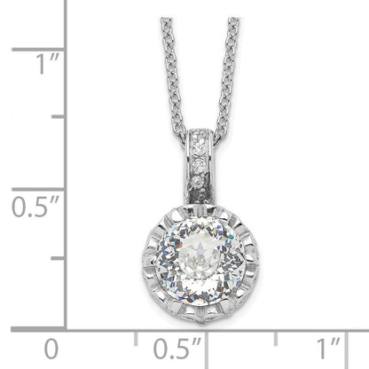 Sterling Silver Cheryl M Rhodium-Plated Brilliant-Cut And 100 Facet Cz 18 Inch Necklace