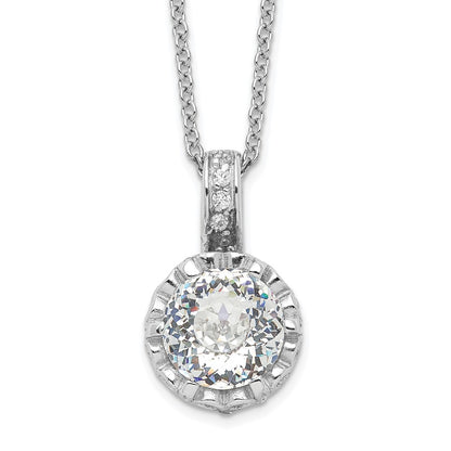 Sterling Silver Cheryl M Rhodium-Plated Brilliant-Cut And 100 Facet Cz 18 Inch Necklace