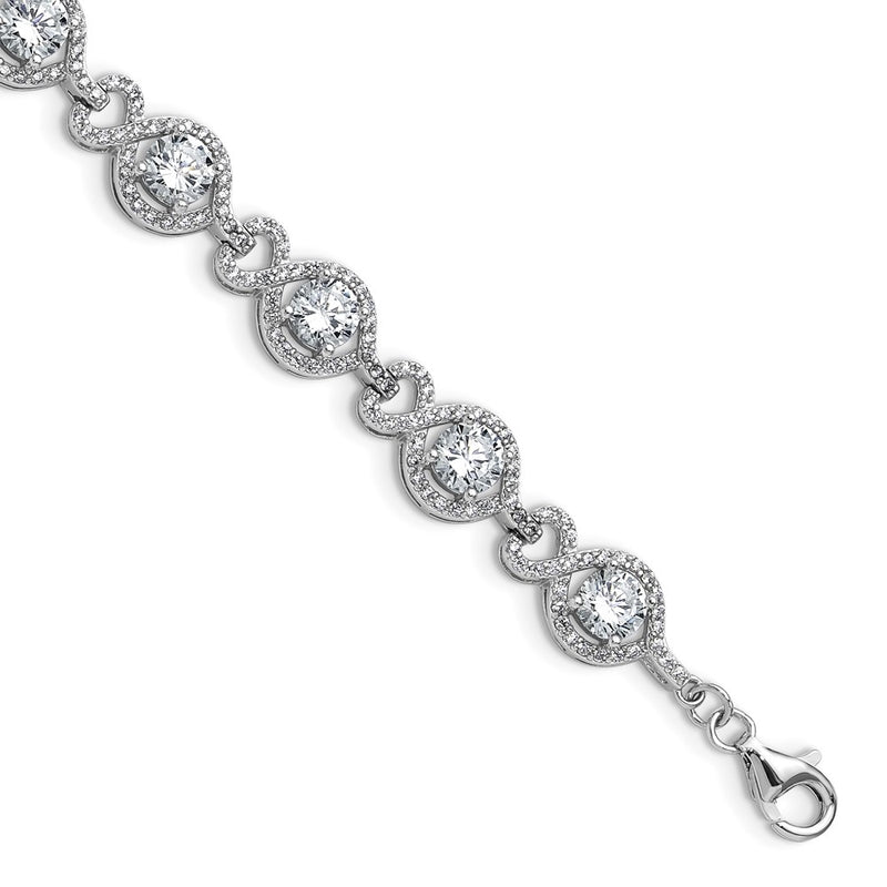 Sterling Silver Cheryl M Rhodium-Plated Fancy CZ w/1 in Ext. Bracelet