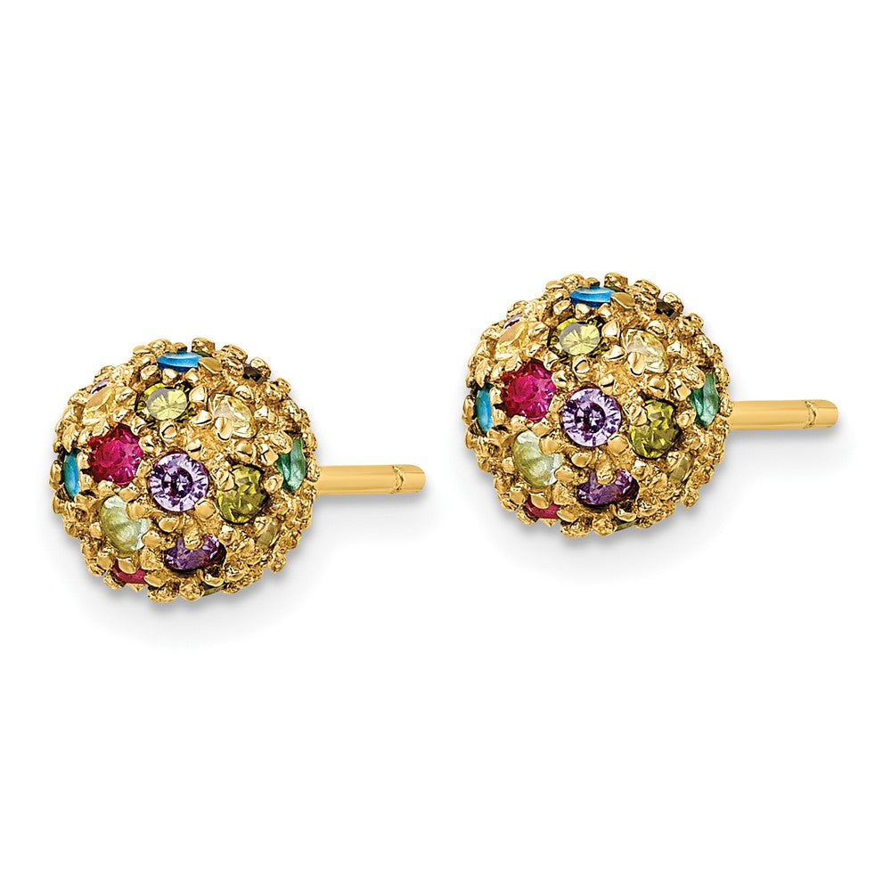 Sterling Silver Cheryl M Gold-Plated Polished Multicolor CZ Ball Post Earrings