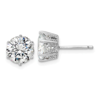 Sterling Silver Cheryl M Rh-Pltd Polished/textured CZ Stud Earrings
