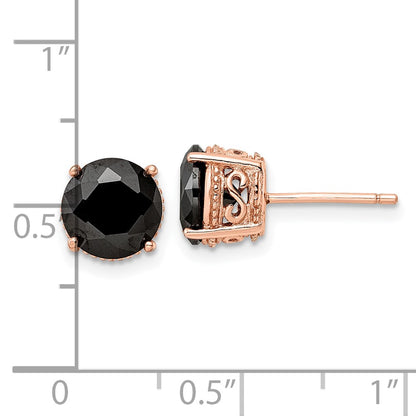 Sterling Silver Cheryl M Rose Gold-Plated Polished Black CZ Stud Earrings