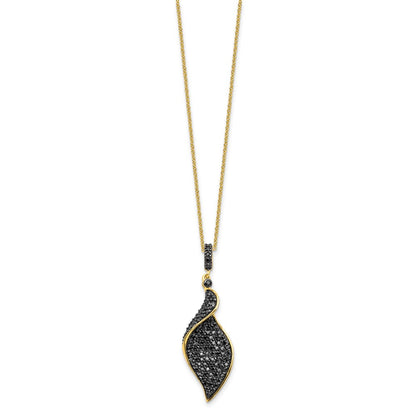 Sterling Silver Cheryl M Hematite/rhodium Plated Fancy Black CZ 18in Necklace