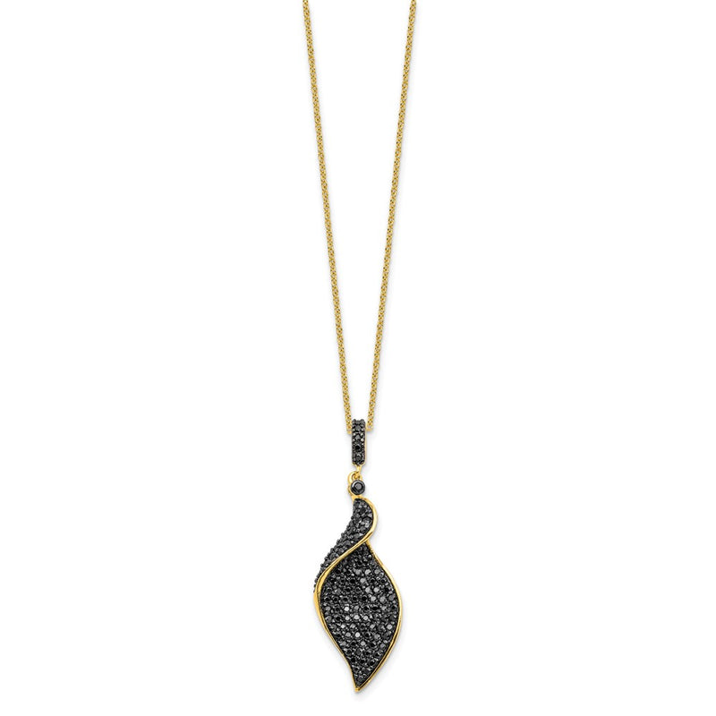 Sterling Silver Cheryl M Hematite/rhodium Plated Fancy Black CZ 18in Necklace