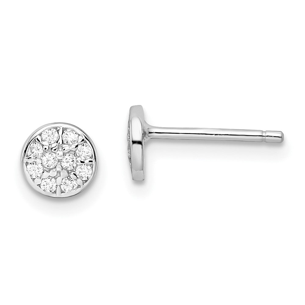 Sterling Silver Cheryl M Rh-Pltd Polished Pave CZ Circle Post Earrings