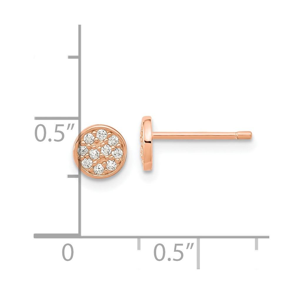 Sterling Silver Cheryl M Rose Gold-Plated Polished Pave CZ Circle Post Earrings