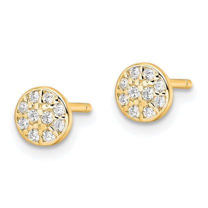Sterling Silver Cheryl M Gold-Plated Polished Pave CZ Circle Post Earrings