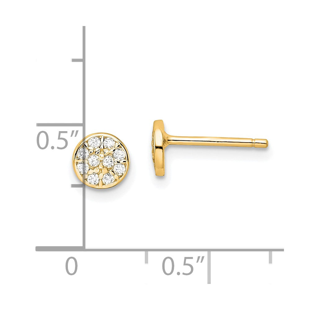 Sterling Silver Cheryl M Gold-Plated Polished Pave CZ Circle Post Earrings