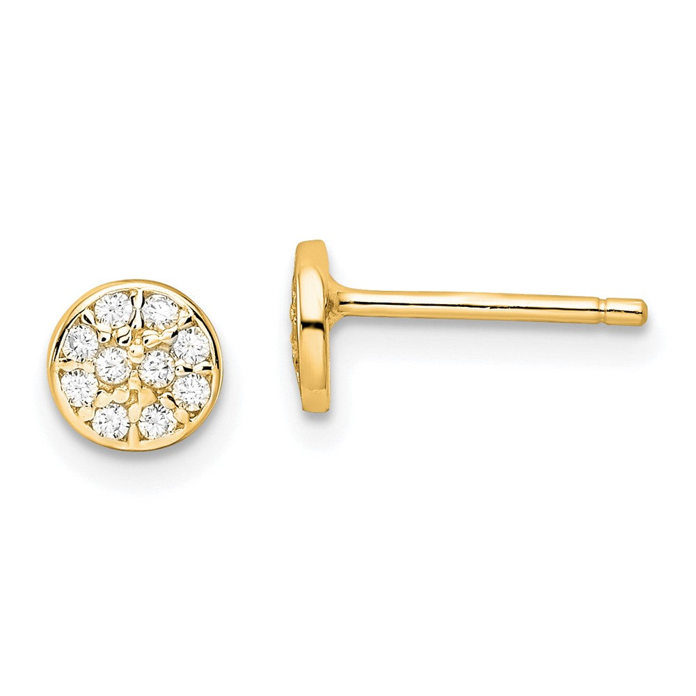 Sterling Silver Cheryl M Gold-Plated Polished Pave CZ Circle Post Earrings