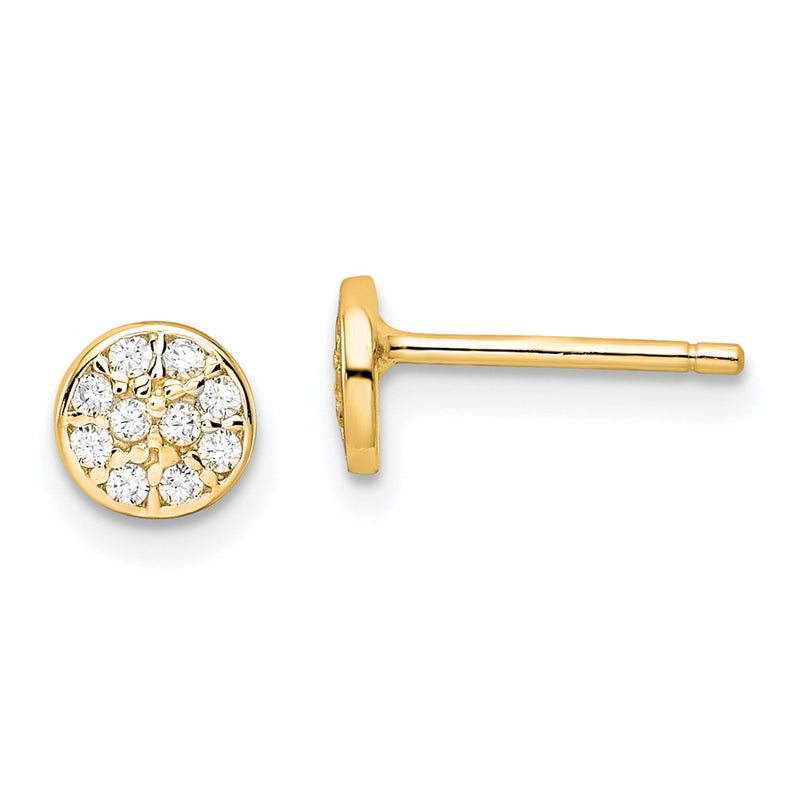 Sterling Silver Cheryl M Gold-Plated Polished Pave CZ Circle Post Earrings