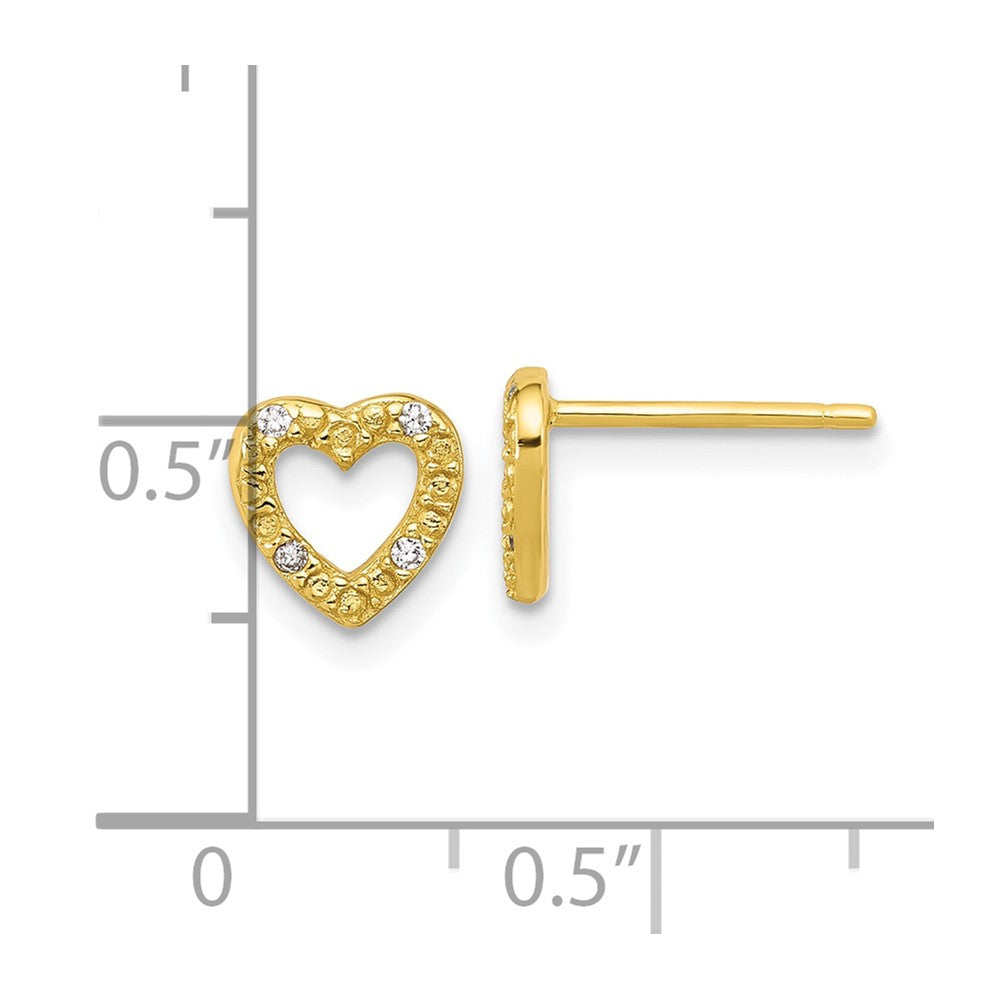 Sterling Silver Cheryl M Gold-Plated Polished CZ Heart Post Earrings
