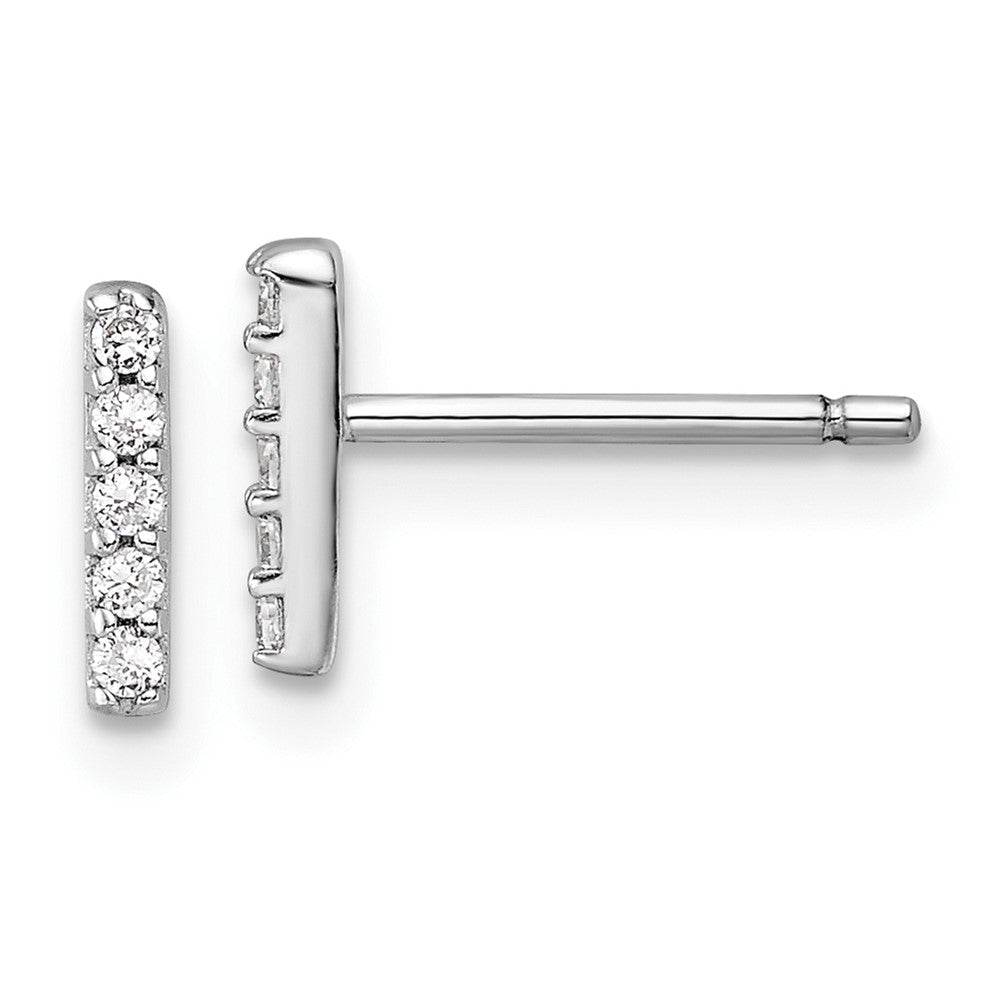 Sterling Silver Cheryl M Rhodium Plated Polished Letter I CZ Initial Post Earrings