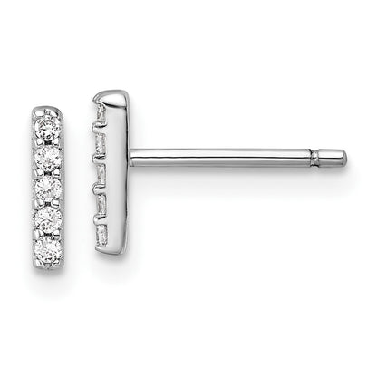 Sterling Silver Cheryl M Rhodium Plated Polished Letter I CZ Initial Post Earrings