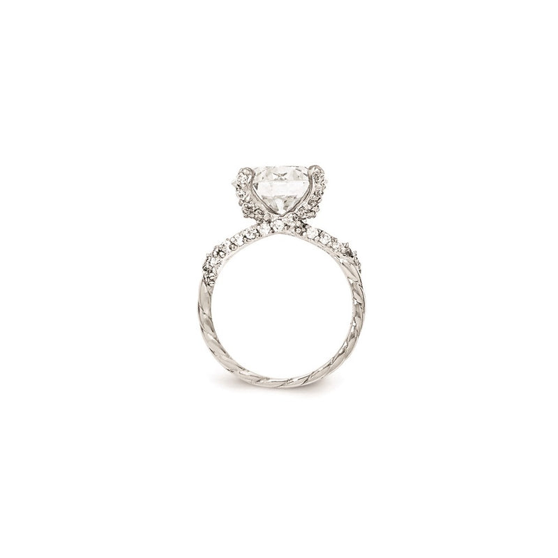 Sterling Silver Cheryl M Rhodium-Plated Fancy Brilliant-Cut Cz Ring