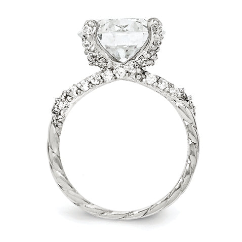 Sterling Silver Cheryl M Rhodium-Plated Fancy Brilliant-Cut Cz Ring