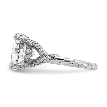 Sterling Silver Cheryl M Rhodium-Plated Fancy Brilliant-Cut Cz Ring