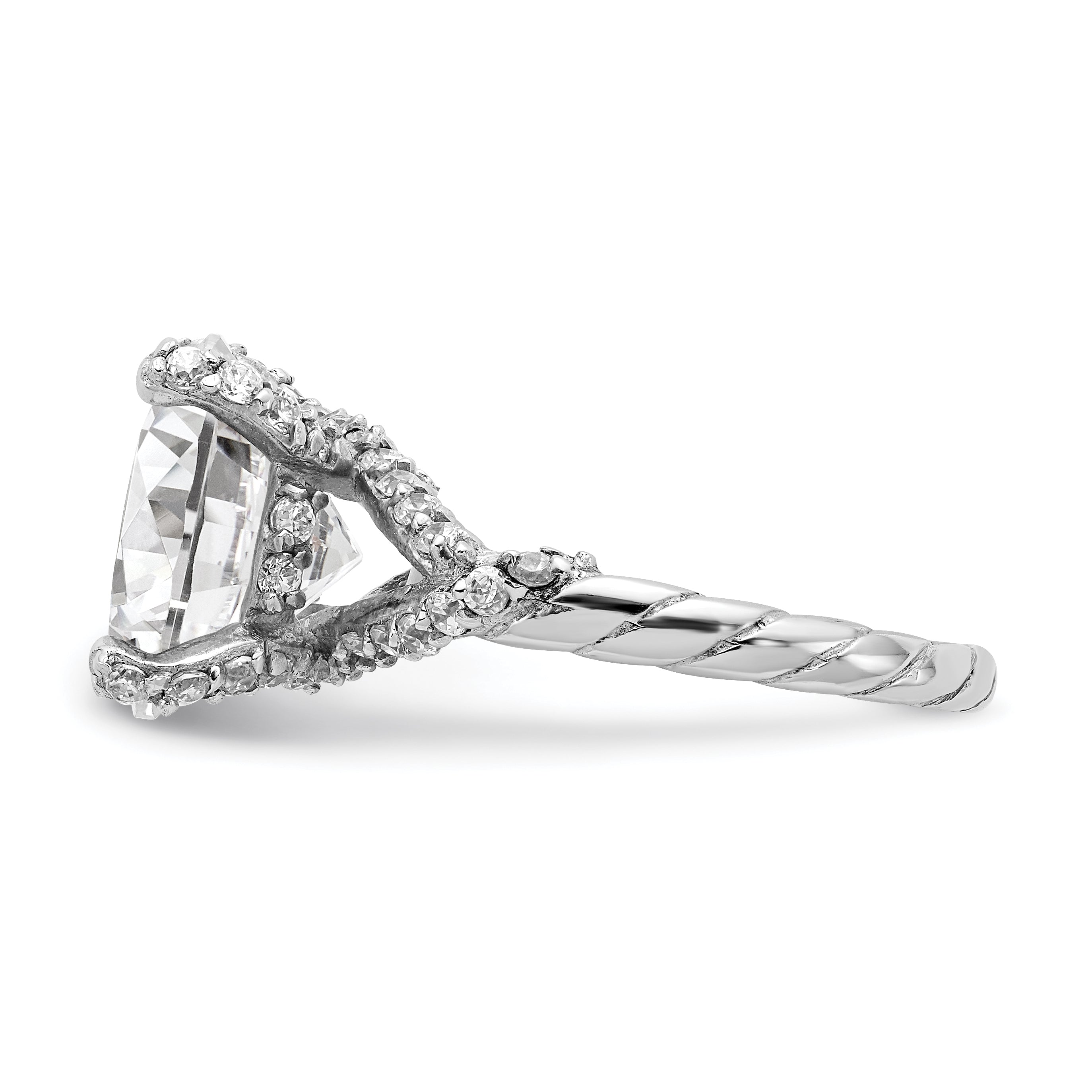 Sterling Silver Cheryl M Rhodium-Plated Fancy Brilliant-Cut Cz Ring