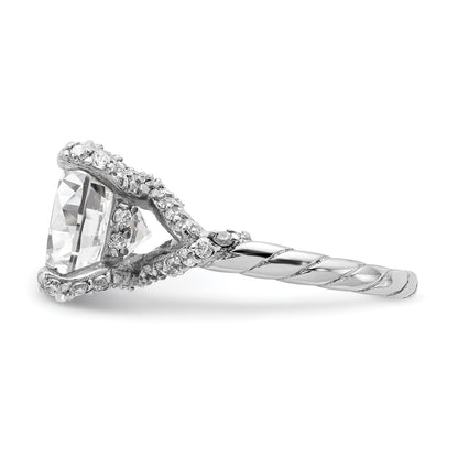 Sterling Silver Cheryl M Rhodium-Plated Fancy Brilliant-Cut Cz Ring