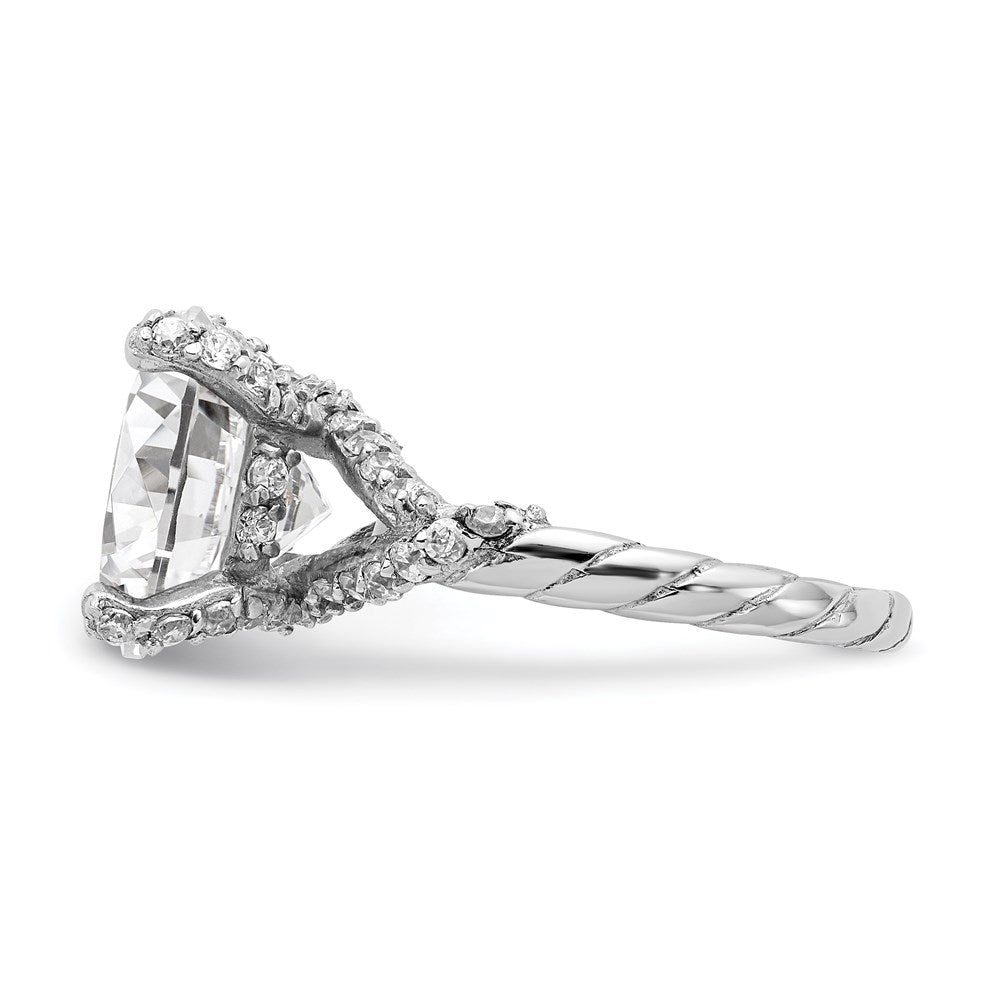 Sterling Silver Cheryl M Rhodium-Plated Fancy Brilliant-Cut Cz Ring