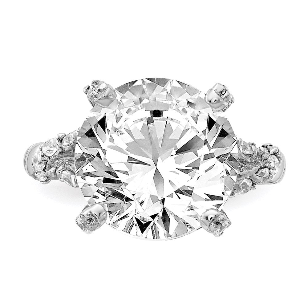 Sterling Silver Cheryl M Rhodium-Plated Fancy Brilliant-Cut Cz Ring
