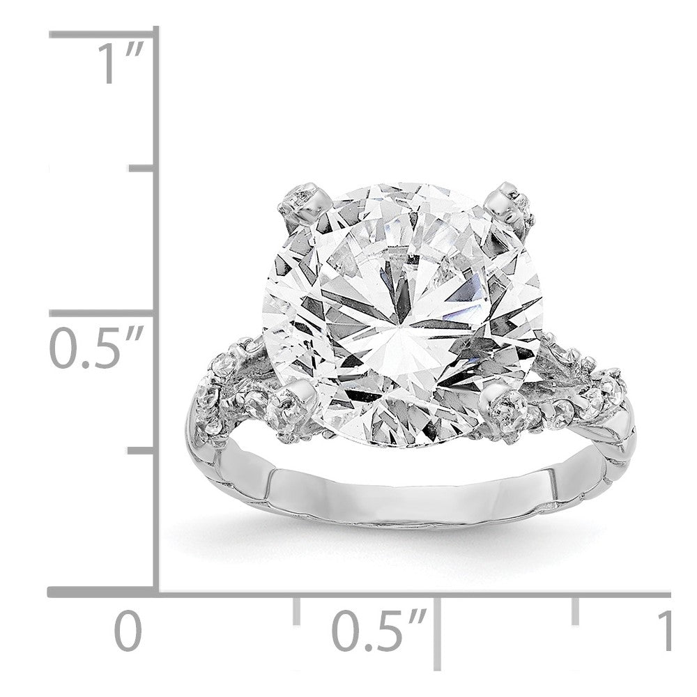 Sterling Silver Cheryl M Rhodium-Plated Fancy Brilliant-Cut Cz Ring