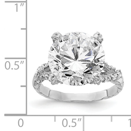 Sterling Silver Cheryl M Rhodium-Plated Fancy Brilliant-Cut Cz Ring